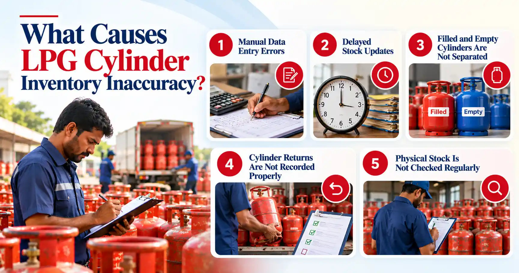 Common causes of LPG cylinder inventory inaccuracies in gas agencies